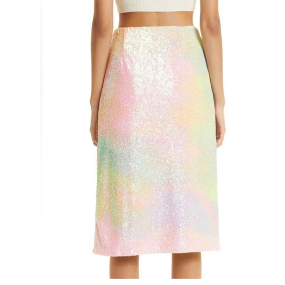 NEW~ Stine Goya Rainbow Arwen Fully Sequined Wrap Midi Skirt S $460 - Picture 2 of 9